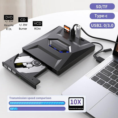 Portable DVD and CD Writer with SD Card Slot and USB Hub