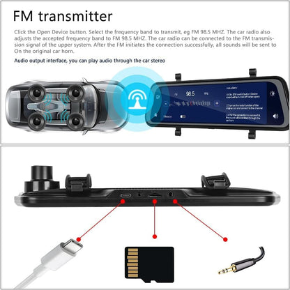 Smart Rearview Camera with Dual Lens and 9.66-Inch Display