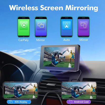 7-Inch Wireless Dashboard Display with Rearview Camera and Voice Control