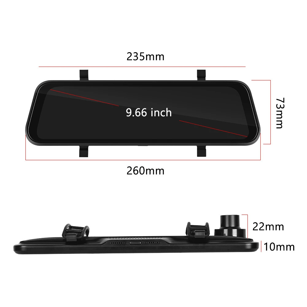 Smart Rearview Camera with Dual Lens and 9.66-Inch Display