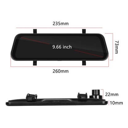 Smart Rearview Camera with Dual Lens and 9.66-Inch Display