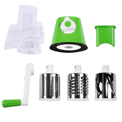 Effortless Vegetable Slicer with Hand Crank and Three Blades
