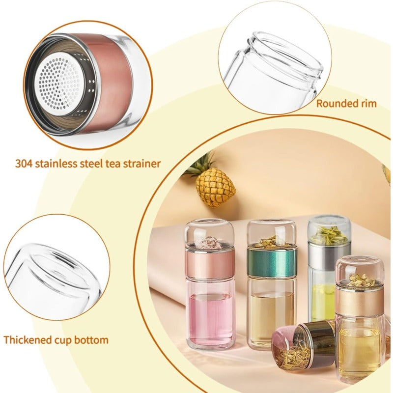 Portable Glass Tea Infuser with Adjustable Brewing Mechanism