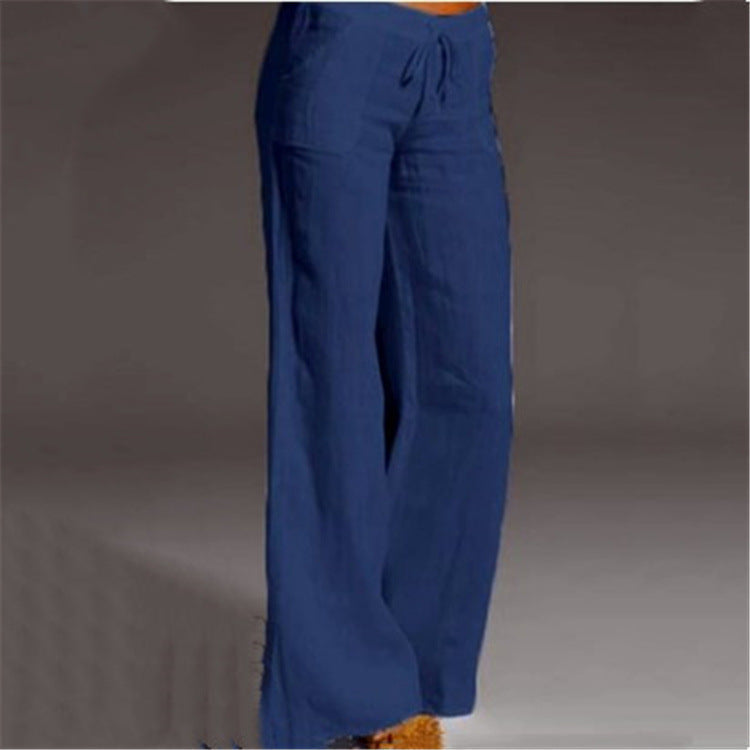 Breezy Cotton-Linen Pants with Stretchy Waistband for Summer Comfort