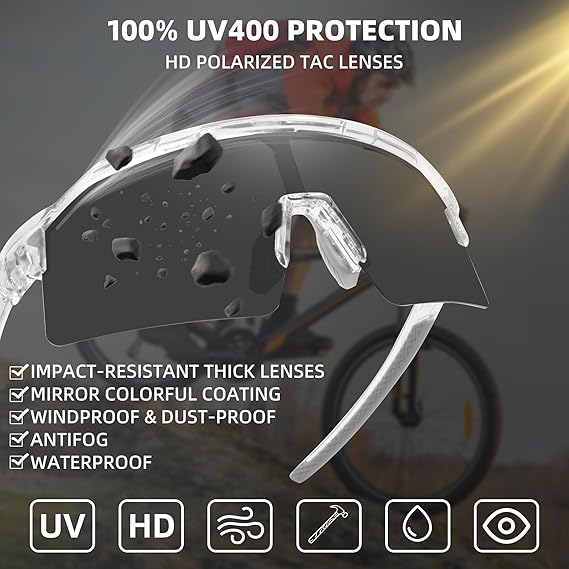 Adaptive Sports Sunglasses with Full UV Protection and Contoured Fit