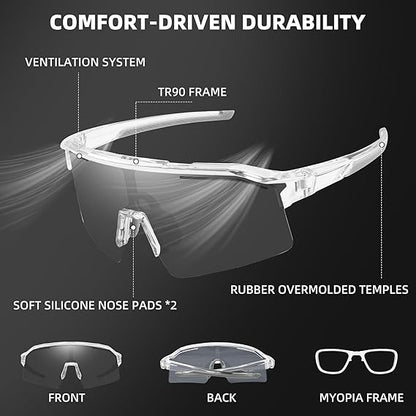 Adaptive Sports Sunglasses with Full UV Protection and Contoured Fit