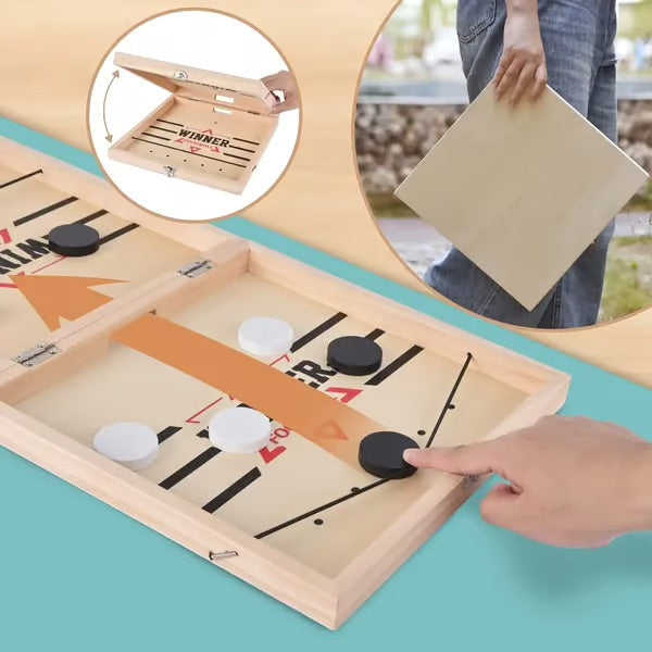 Exciting Fast-Action Wooden Puck Game for Family Fun