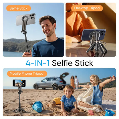 Versatile Selfie Stick with Magnetic Phone Holder & Remote Control