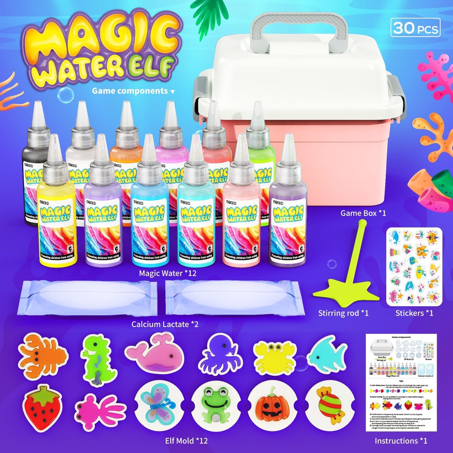 Create-A-Creature Gel Kit with 12 Colors and Molds for Kids