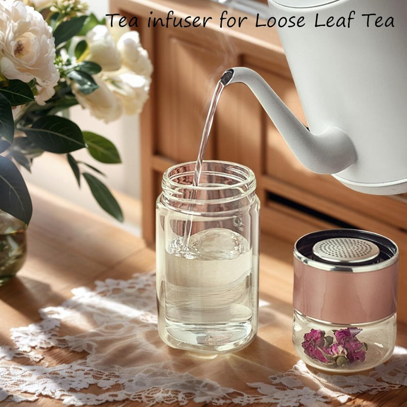 Portable Glass Tea Infuser with Adjustable Brewing Mechanism