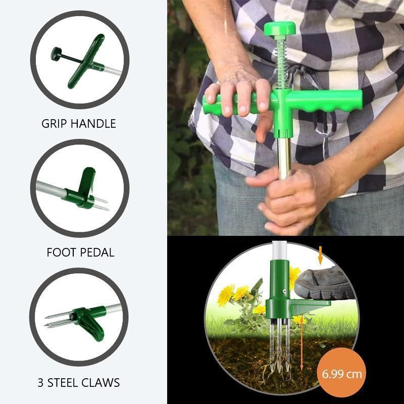 ErgoWeed Remover with Tri-Claw Design and Foot Operated Mechanism
