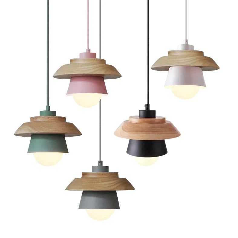 Natural Wood Pendant Lamp, Cozy Modern Hanging Fixture