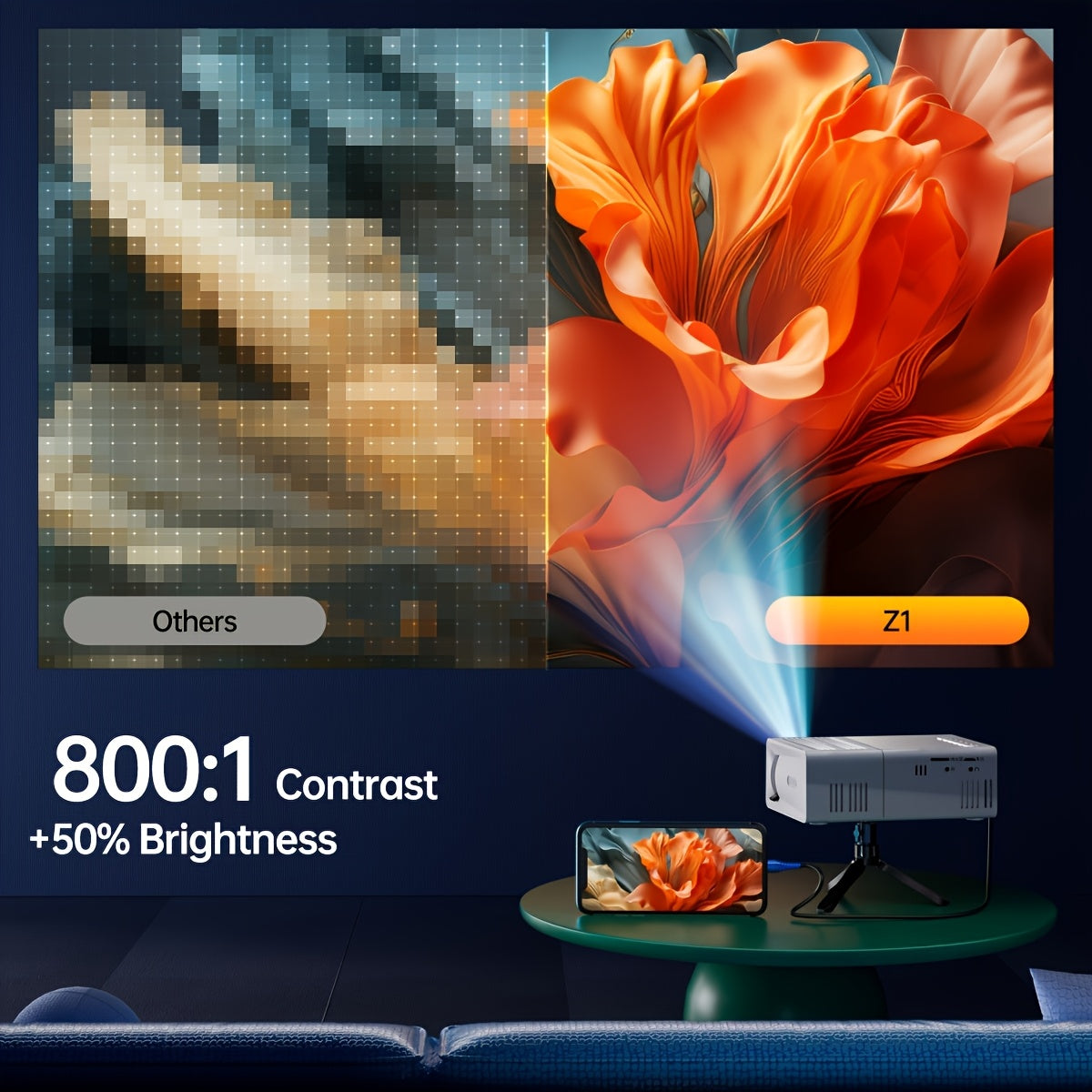 Compact Entertainment Projector with 3000 Lumen Brightness