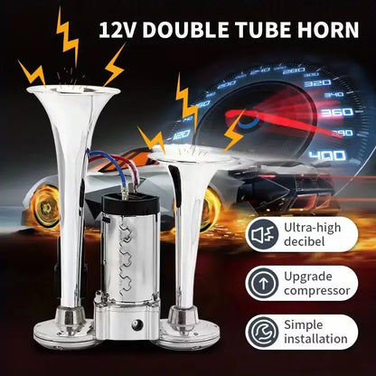 Loud and Clear Dual Air Horn Kit with 130dB Sound for 12V Vehicles