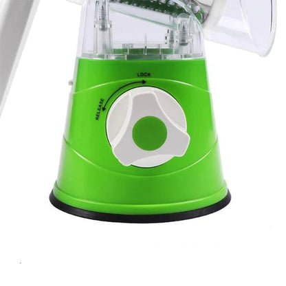 Effortless Vegetable Slicer with Hand Crank and Three Blades