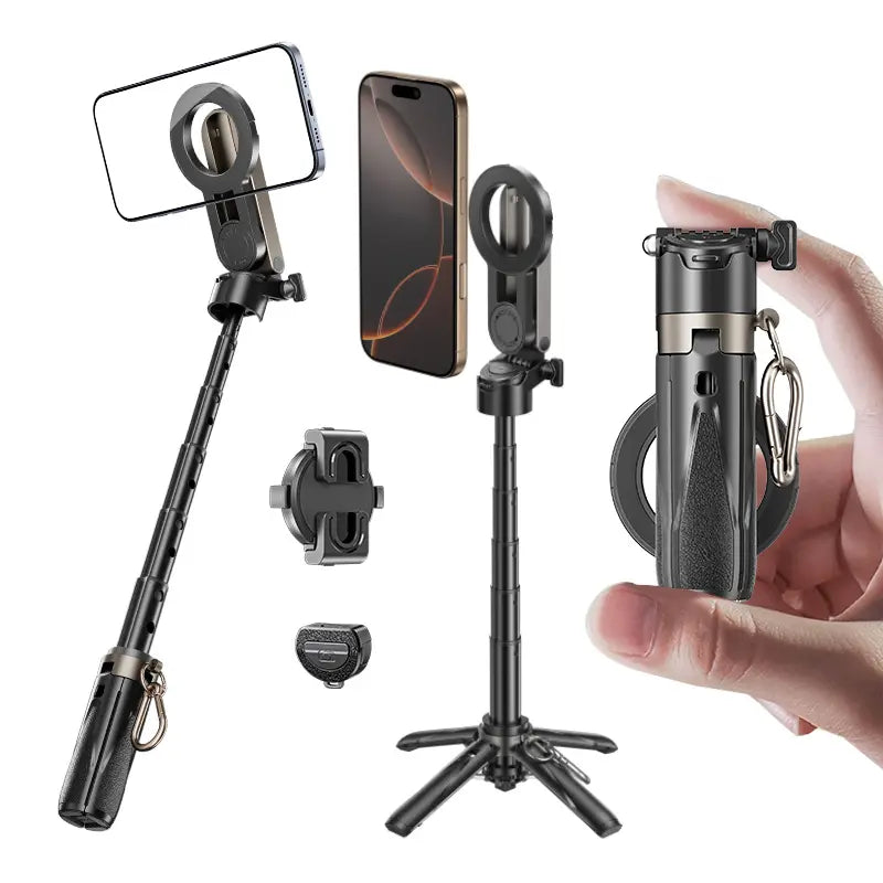 Versatile Selfie Stick with Magnetic Phone Holder & Remote Control