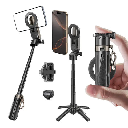 Versatile Selfie Stick with Magnetic Phone Holder & Remote Control