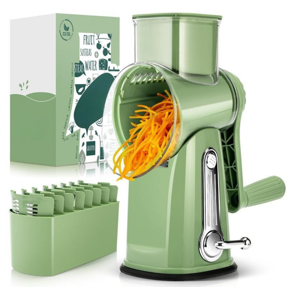 Versatile Food Grater with 5 Swappable Blades and Strong Suction Base