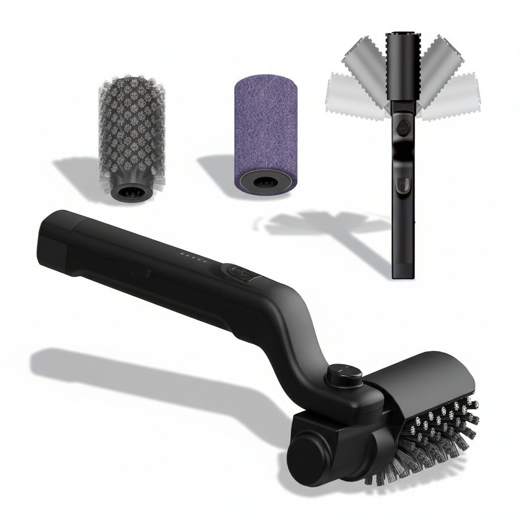 Rechargeable Electric Grill Cleaner with Rotating Head and Extras