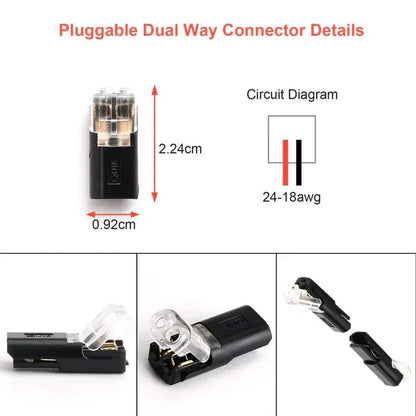 2-Pole Cable Connector No-Strip Pluggable Transparent Window