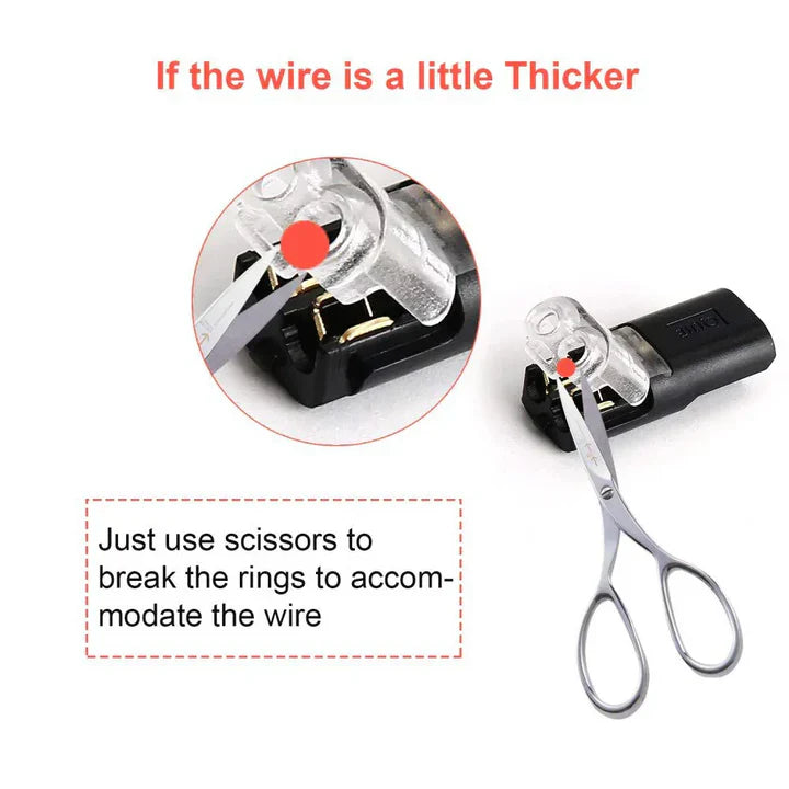 2-Pole Cable Connector No-Strip Pluggable Transparent Window