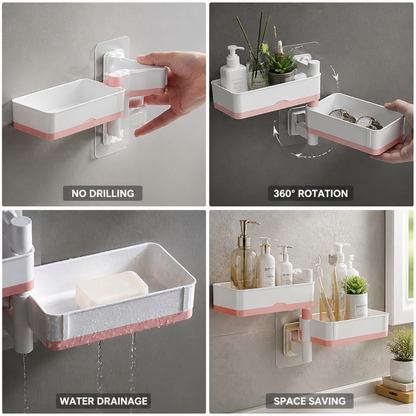 360° Rotatable No-Drill Adhesive Wall Shelf