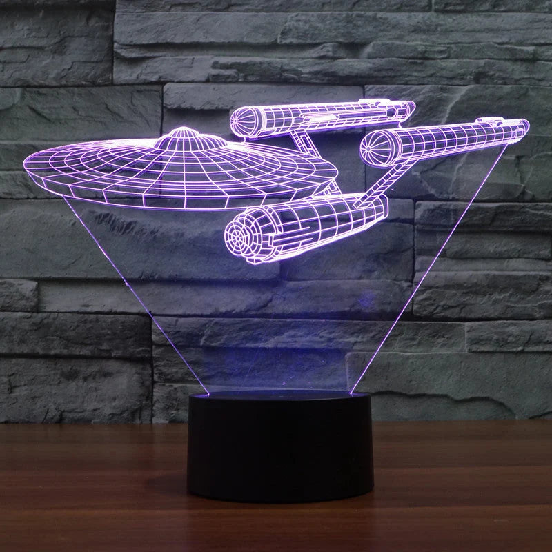 3D Illusion Lamp Spaceship Multicolor LED & USB Powered