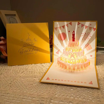 3D Pop-Up Birthday Card Laser-Cut LED Light & Music