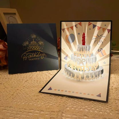 3D Pop-Up Birthday Card Laser-Cut LED Light & Music
