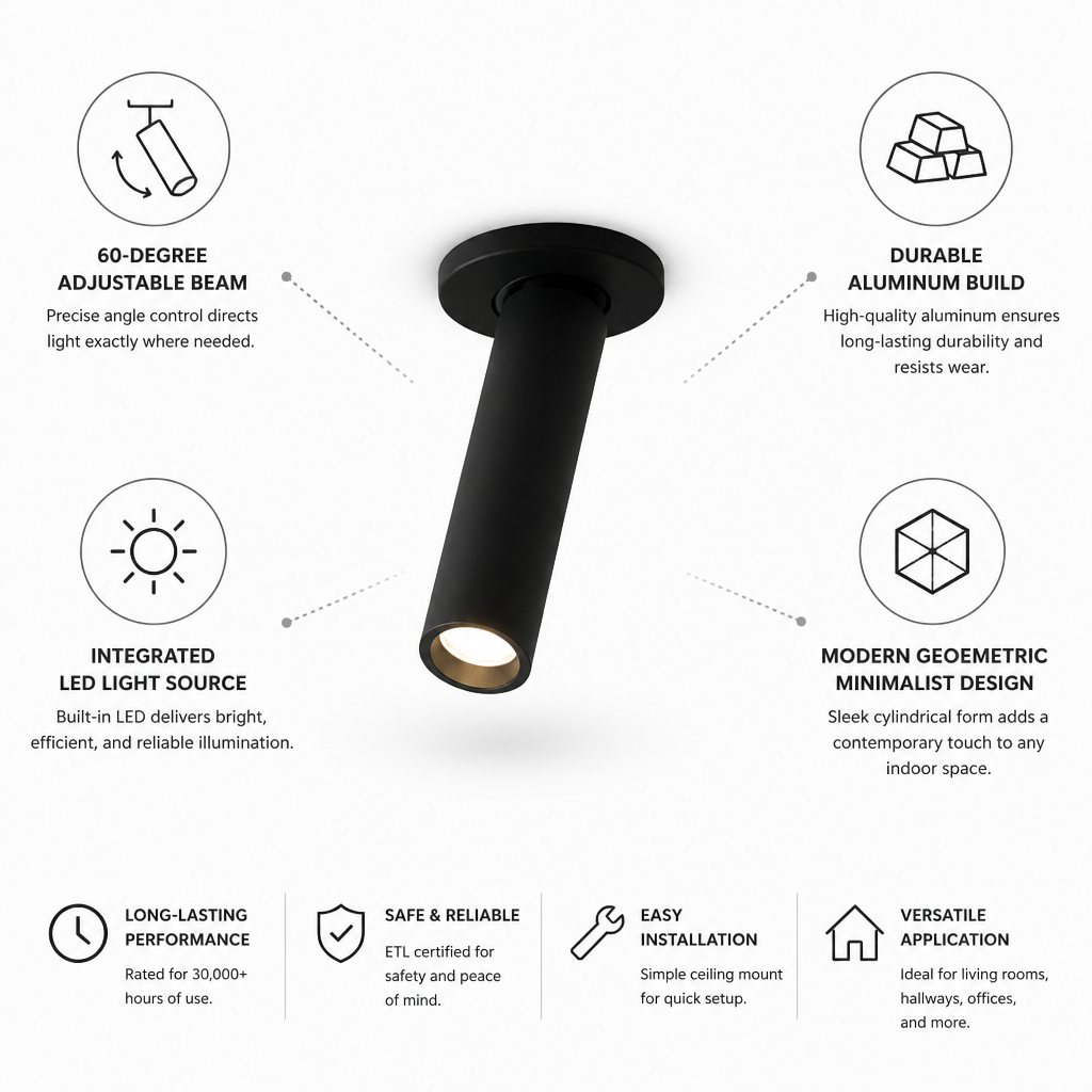 60-Degree Adjustable Beam LED Aluminum Pendant Light