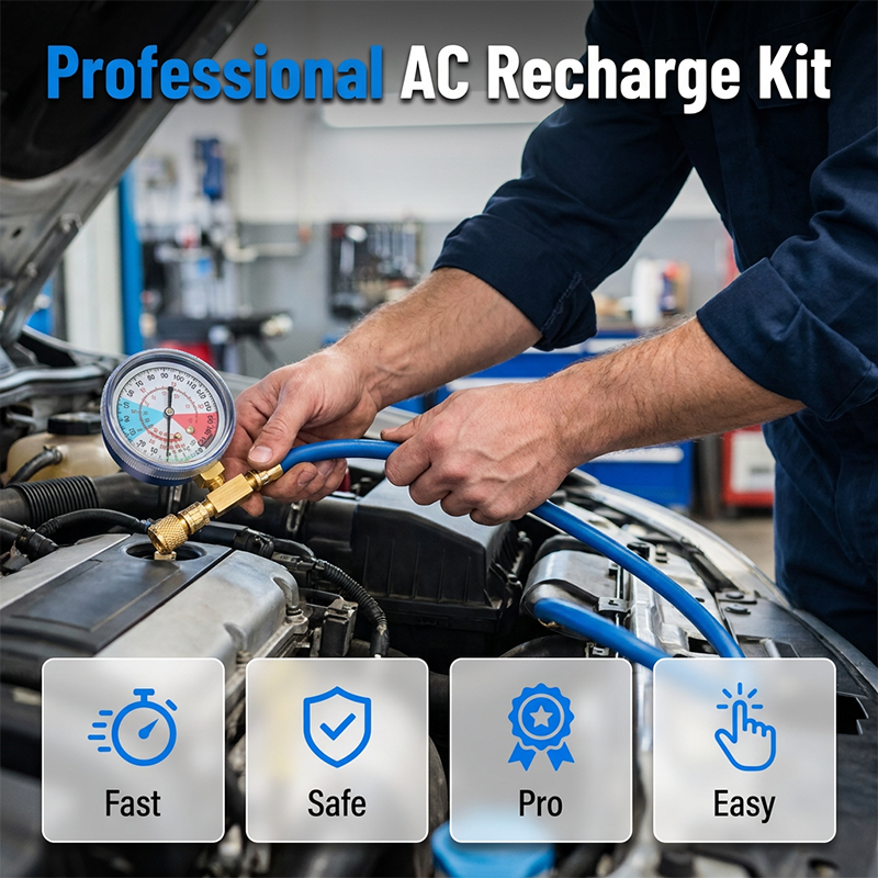 AC Refill Hose Universal Refrigerant 0-350 PSI Gauge