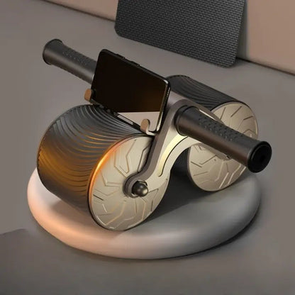 Ab Wheel Double-Wheel Stable Base Automatic Return & Phone Holder