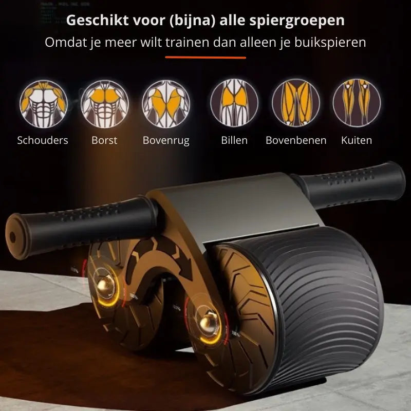 Ab Wheel Double-Wheel Stable Base Automatic Return & Phone Holder