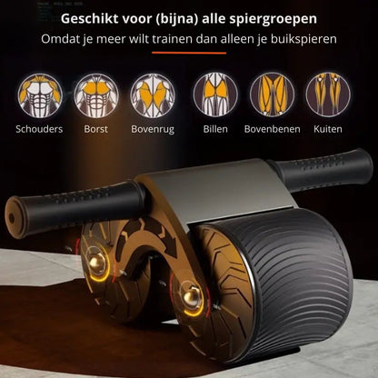 Ab Wheel Double-Wheel Stable Base Automatic Return & Phone Holder
