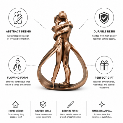 Abstract Embrace Bronze-Tone Decorative Figurine