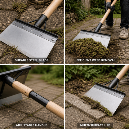 Adjustable Wooden Handle Weed Scraper for Patios & Paving