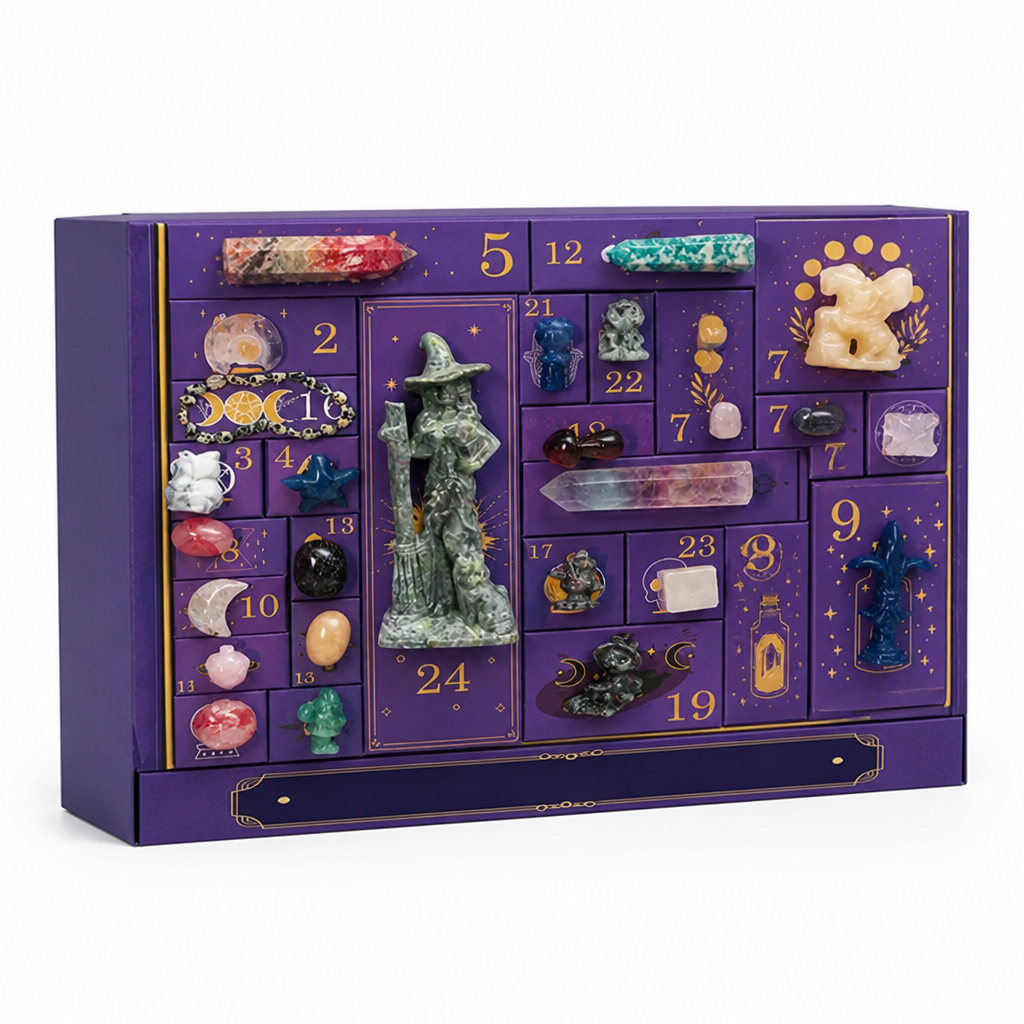 Advent Calendar 31 Handcrafted Natural Stones Witch Figurine