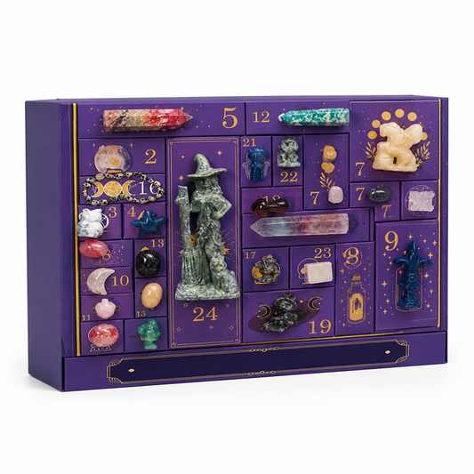 Advent Calendar 31 Handcrafted Natural Stones Witch Figurine