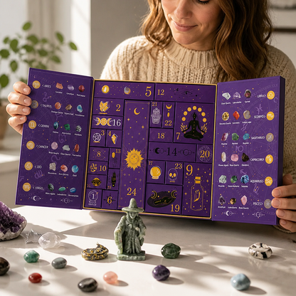 Advent Calendar 31 Handcrafted Natural Stones Witch Figurine