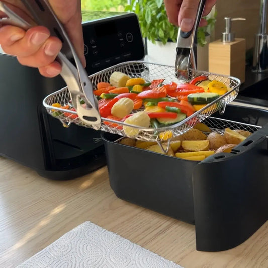 Air Fryer Basket Set 3-Tier Stainless Steel Dishwasher-Safe