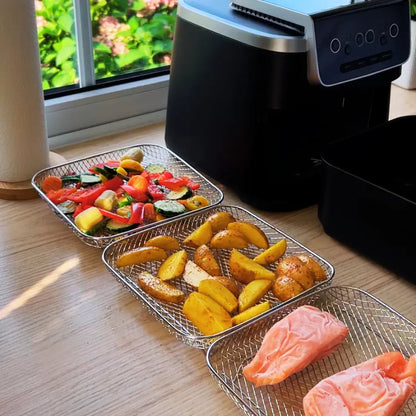 Air Fryer Basket Set 3-Tier Stainless Steel Dishwasher-Safe
