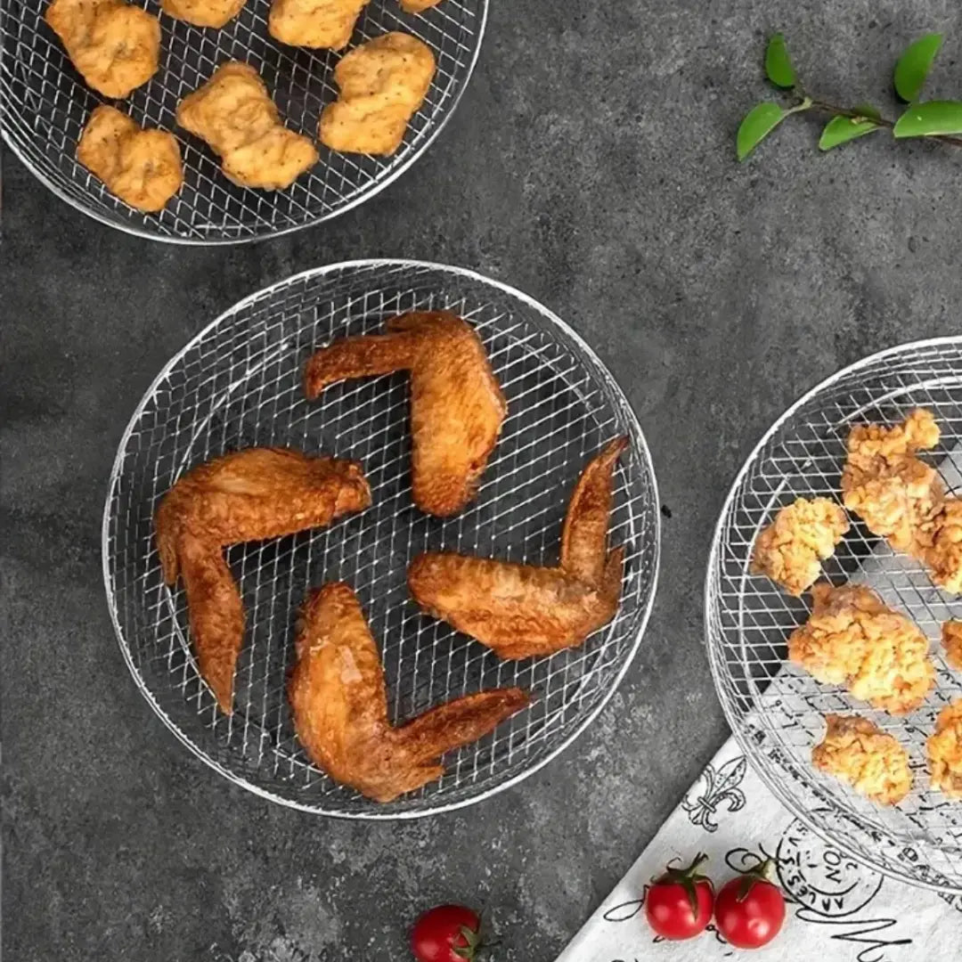 Air Fryer Basket Set 3-Tier Stainless Steel Dishwasher-Safe
