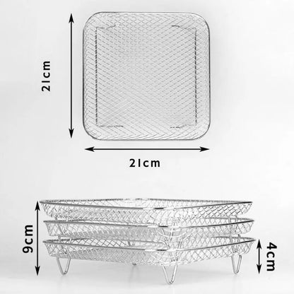 Air Fryer Basket Set 3-Tier Stainless Steel Dishwasher-Safe