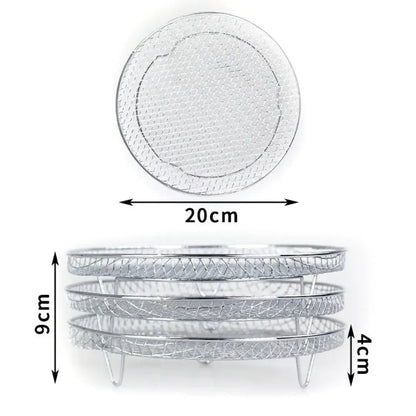Air Fryer Basket Set 3-Tier Stainless Steel Dishwasher-Safe