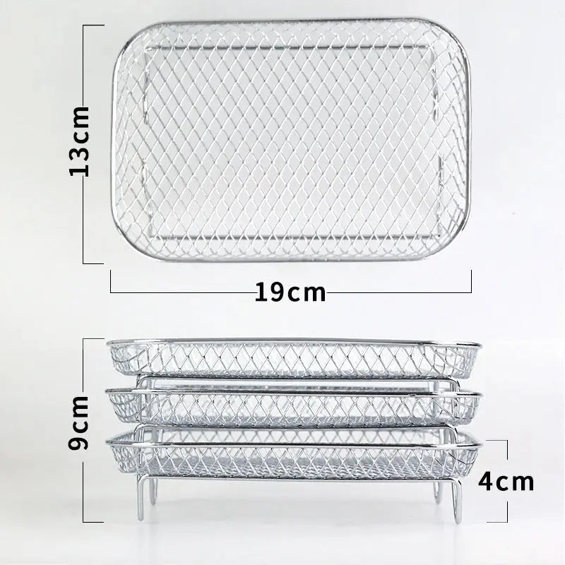 Air Fryer Basket Set 3-Tier Stainless Steel Dishwasher-Safe