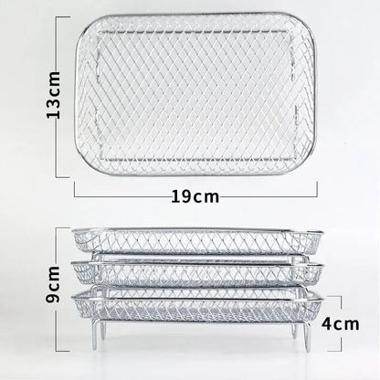 Air Fryer Basket Set 3-Tier Stainless Steel Dishwasher-Safe
