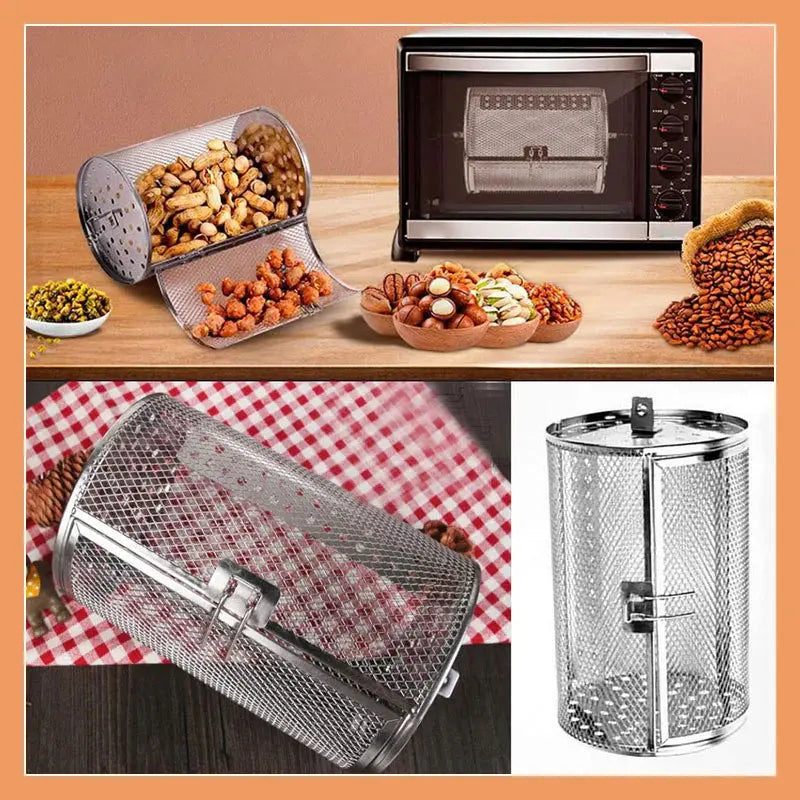 Air Fryer Rotisserie Basket 360° Rotating Stainless Steel