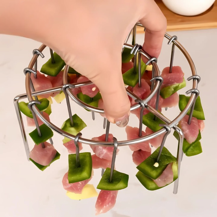 Air Fryer Skewer Rack Rotating 24 Skewers Stainless Steel