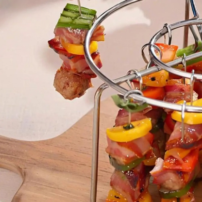 Air Fryer Skewer Rack Rotating 24 Skewers Stainless Steel