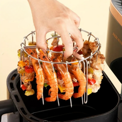 Air Fryer Skewer Rack Rotating 24 Skewers Stainless Steel